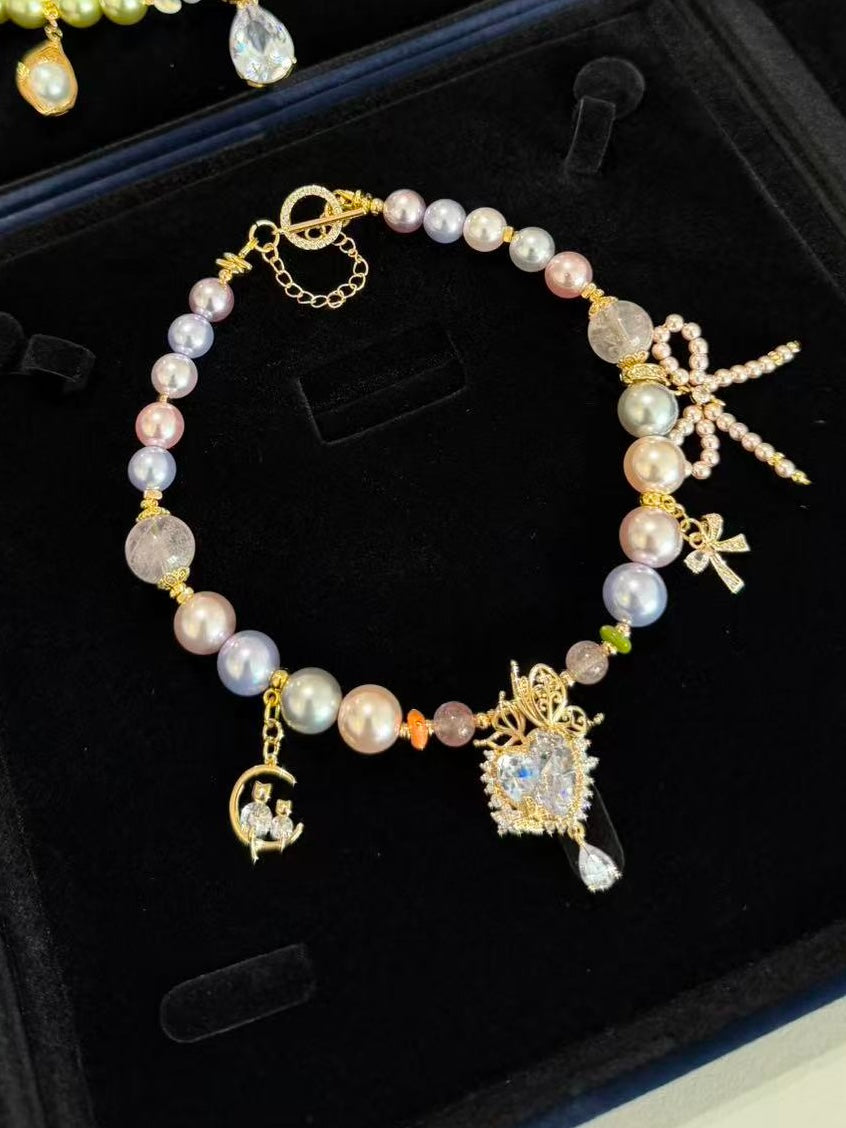 Bambina x Le Bel Ami Pearl Pet Necklace (Pink & Purple💜🩷)