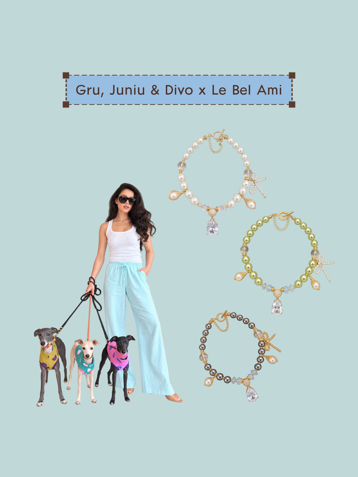 Gru x Le Bel Ami Pearl Pet Necklace (White & Black & Green🤍💚🖤)