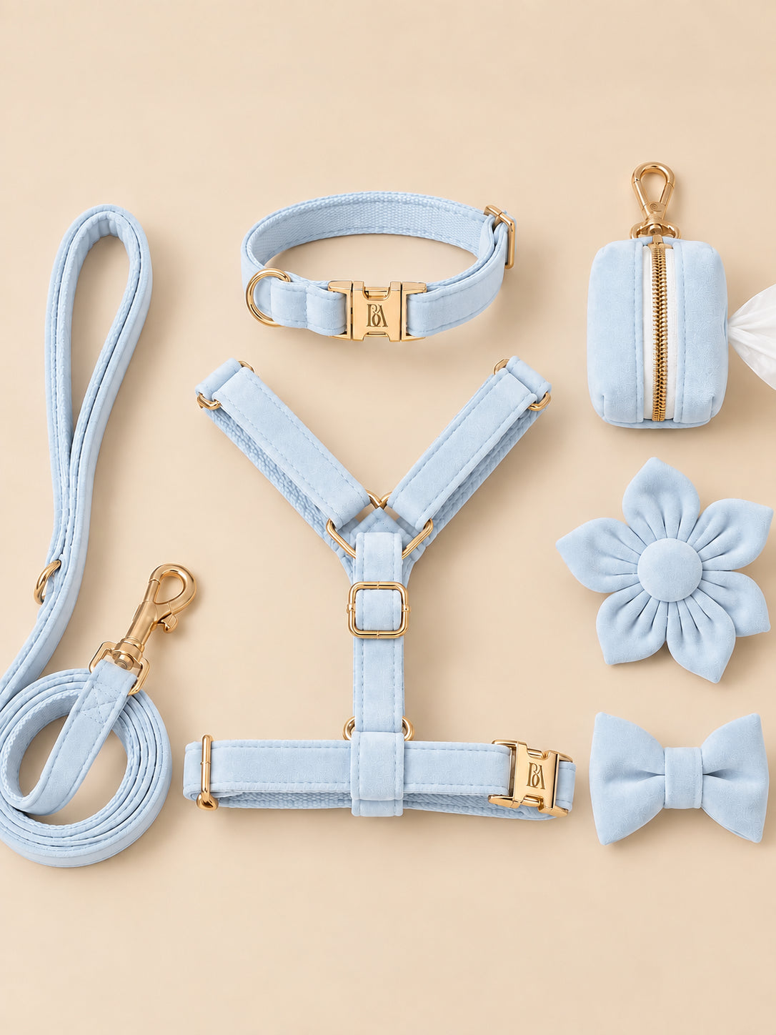 Aqua Baby Blue Velvet Garden Set