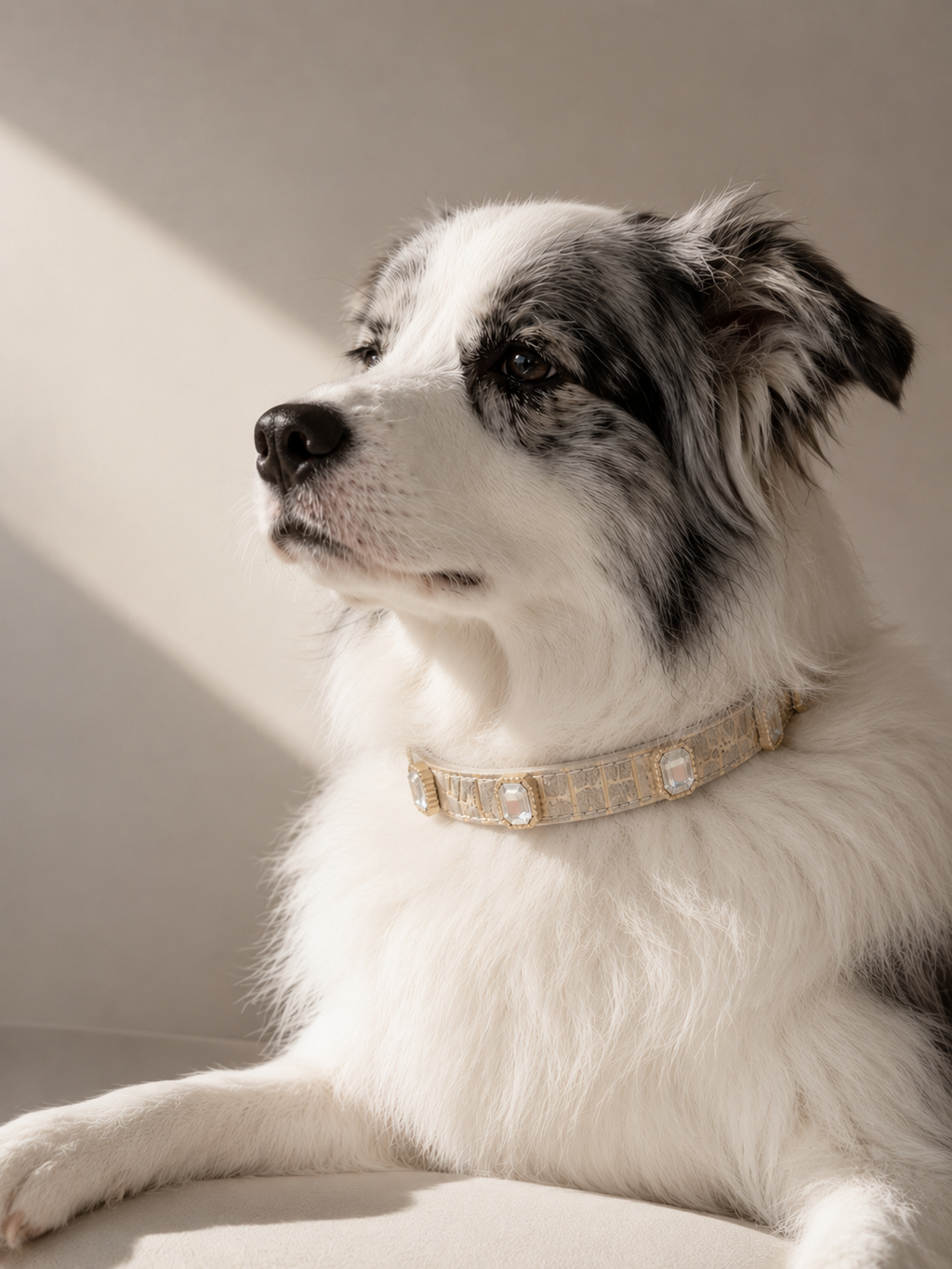Ivory Luxe Gem Collar + Leash