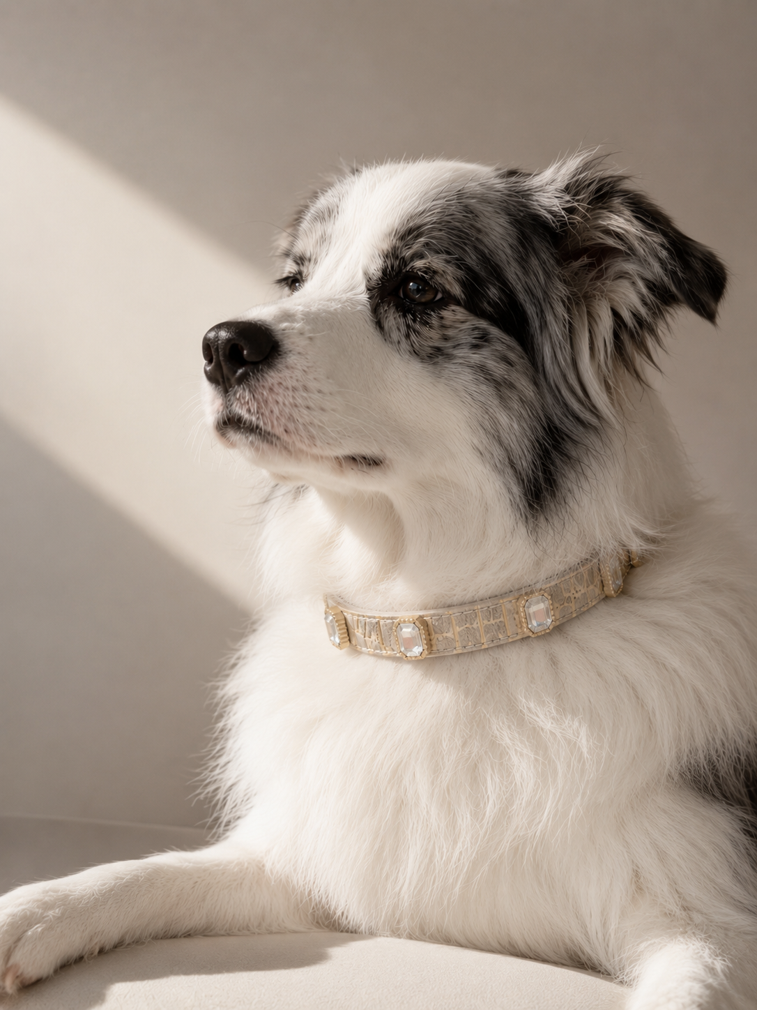 Ivory Luxe Gem Collar + Leash