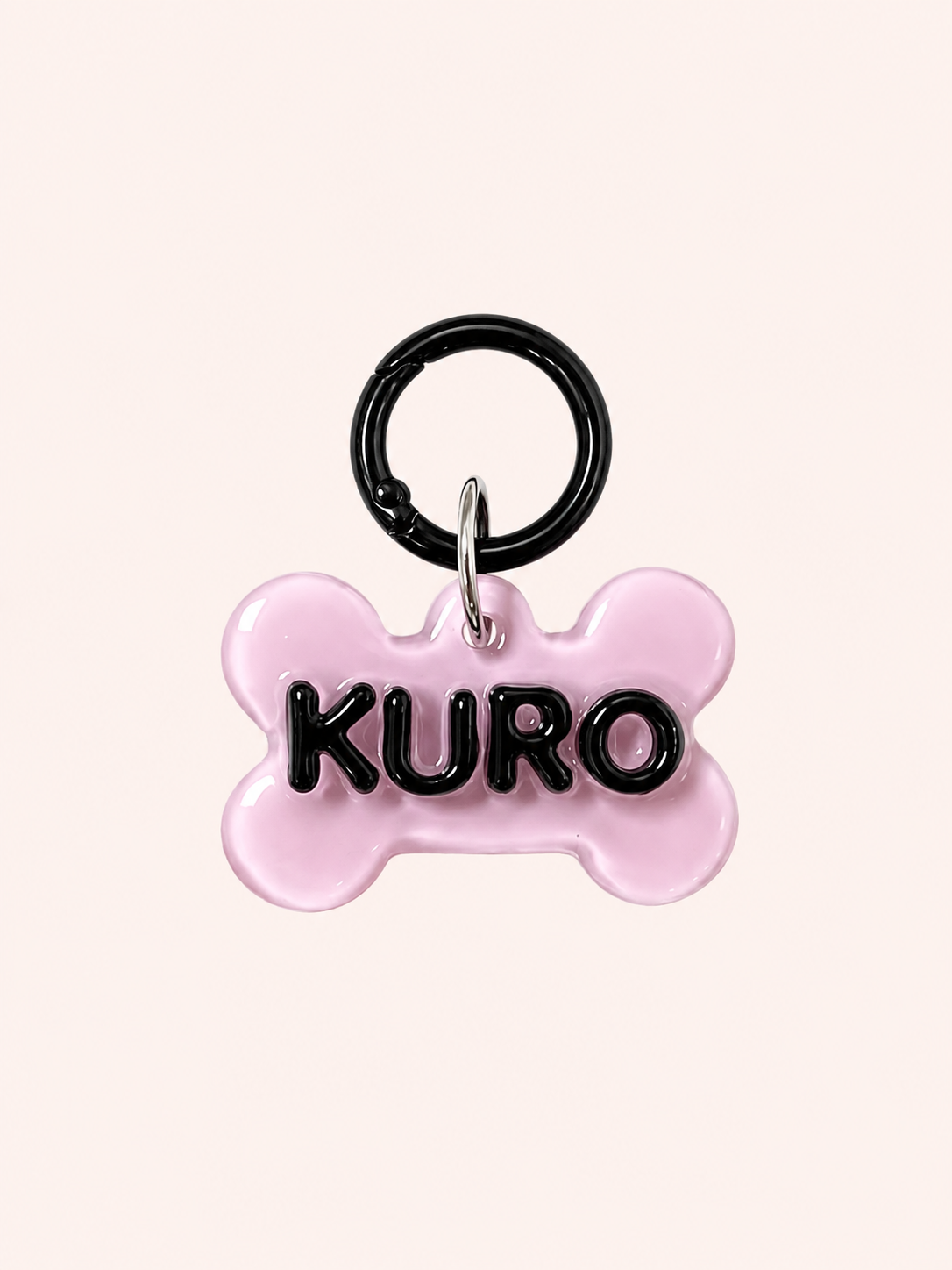 Personalised Tag - Black Pink Puppy Bone