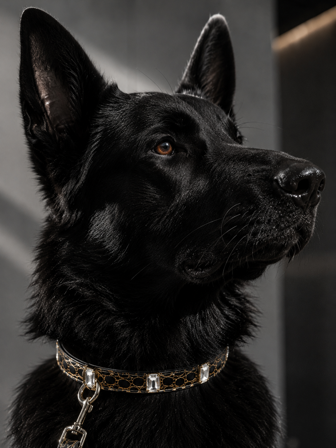 Noir Luxe Gem Collar + Leash