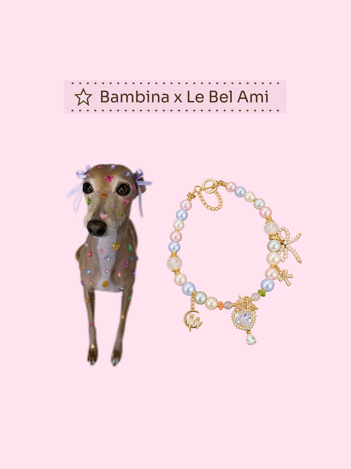 Bambina x Le Bel Ami Pearl Pet Necklace (Pink & Purple💜🩷)