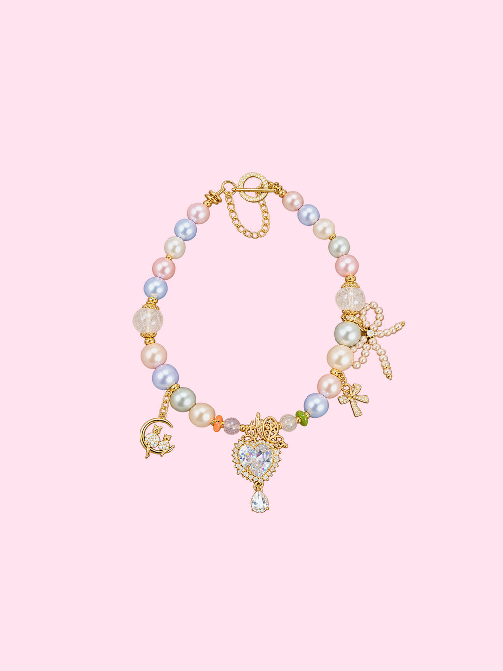 Bambina x Le Bel Ami Pearl Pet Necklace (Pink & Purple💜🩷)