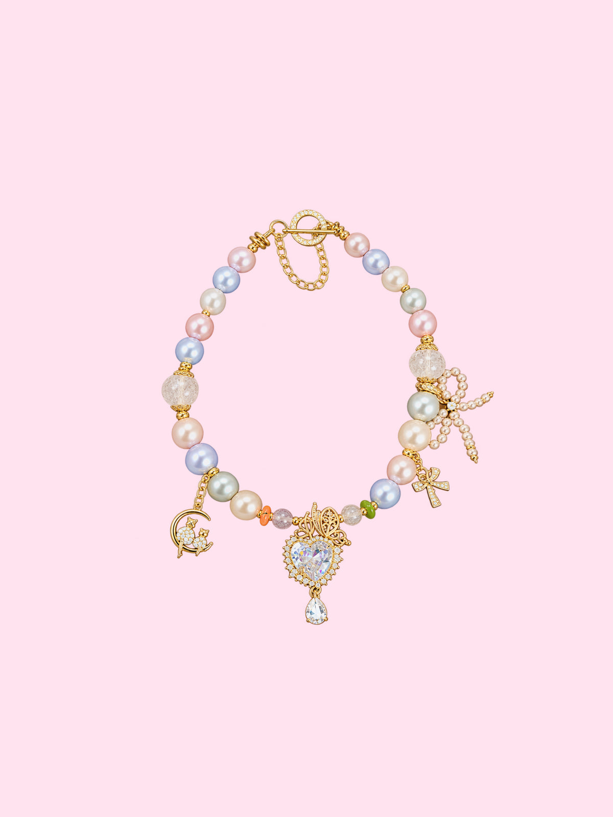 Bambina x Le Bel Ami Pearl Pet Necklace (Pink & Purple💜🩷)