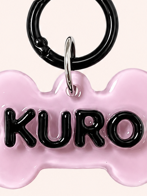 Personalised Tag - Black Pink Puppy Bone