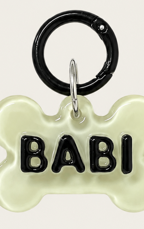 Personalised Tag - Black Green Puppy Bone