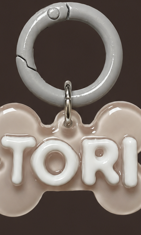 Personalised Tag - Brown Gray Puppy Bone