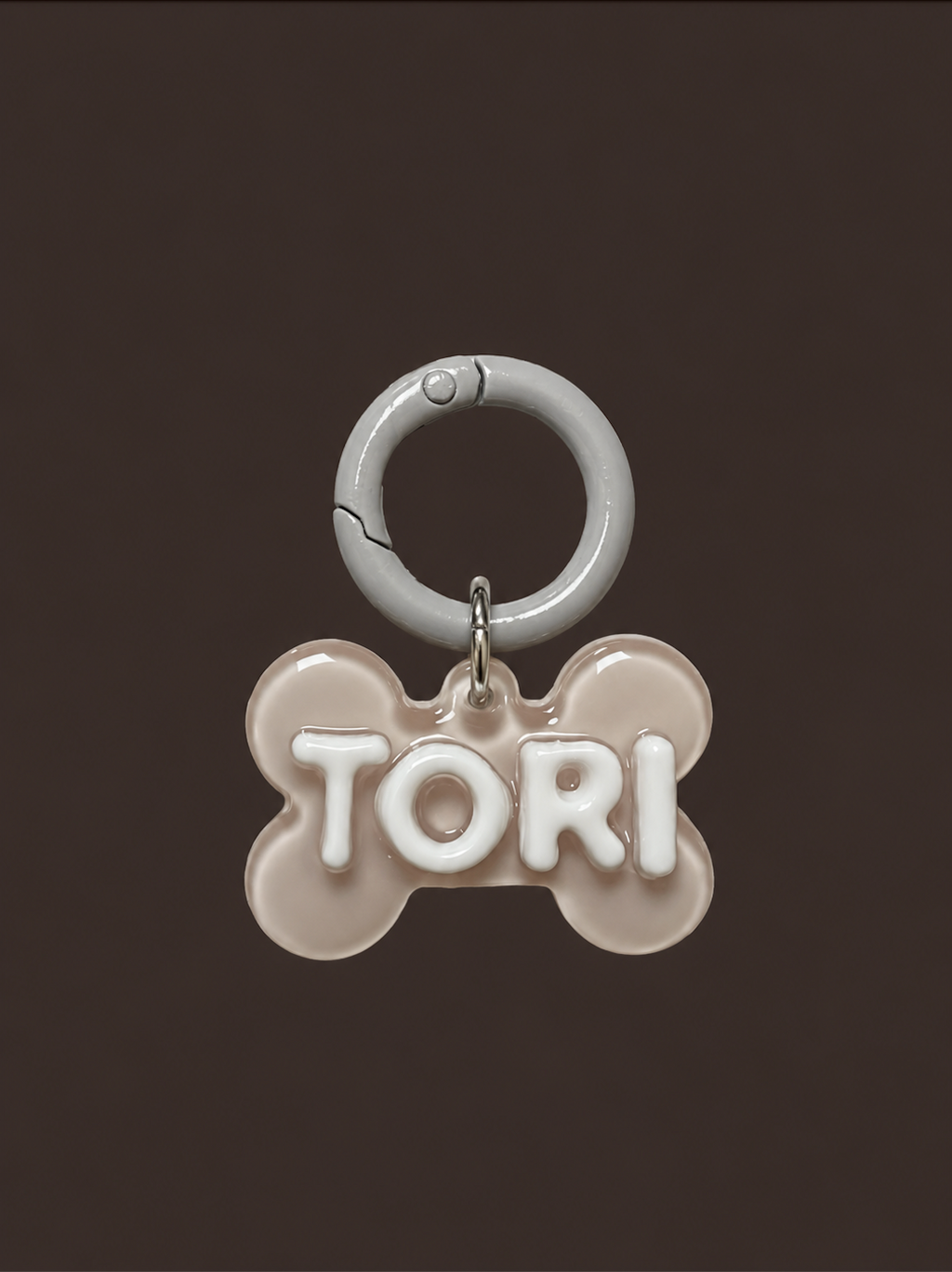 Personalised Tag - Brown Gray Puppy Bone