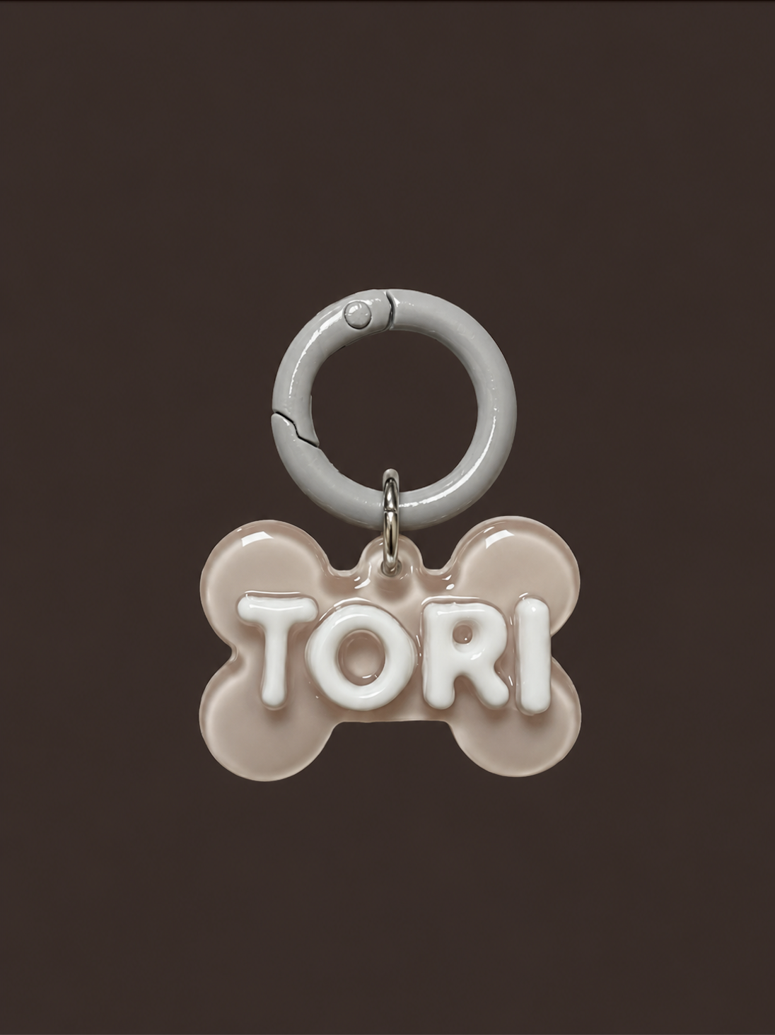 Personalised Tag - Brown Gray Puppy Bone