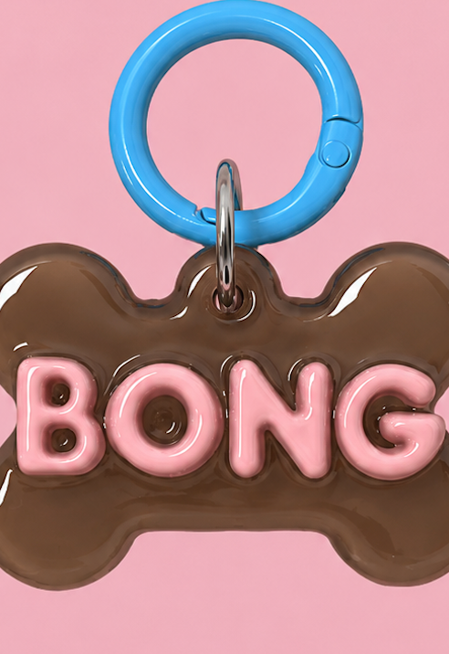 Personalised Tag - Brown Blue Puppy Bone