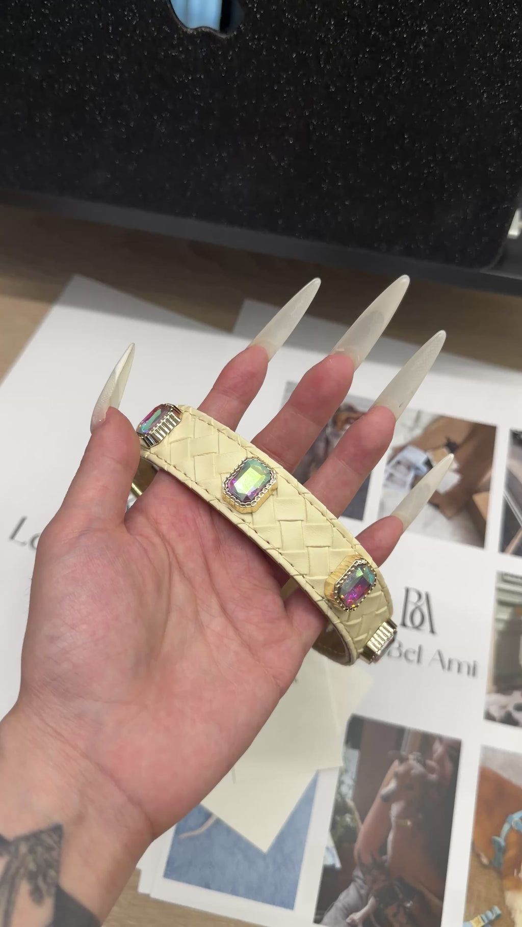 Beige Aurora Baby Collar + Leash